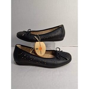 NEW Earth Spirit Womens Size 8 Black Ballet Flats Slip On Cutout Bow